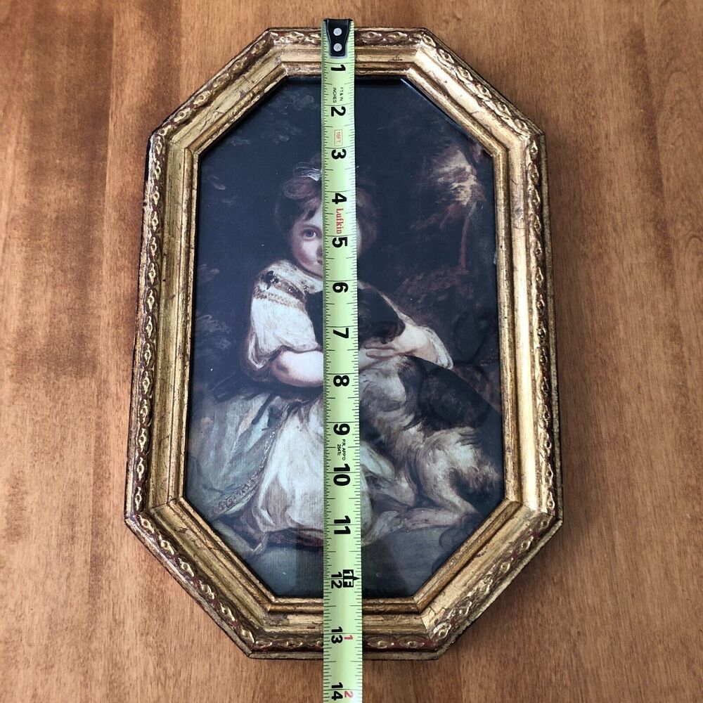 VINTAGE Miss Jane Bowles & Her Dog Joshua Reynolds Gold Framed Italy Italianate - Picture 4 of 8